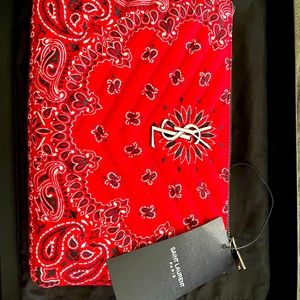 Saint Laurent Red Bandana Wristlet